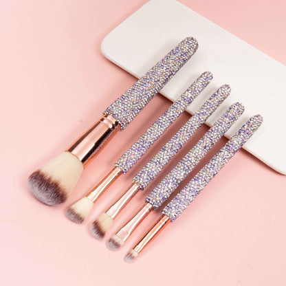 5PCS Ceramic Rhinestone Make Up Brush Set CR0016: Gold