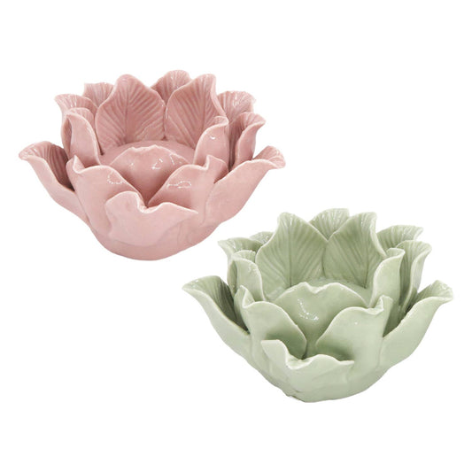 Green and Pink Lotus Tea Light Holders Sold Seperately