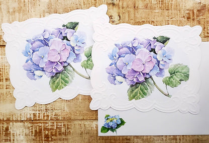 Blue Hydrangea Embossed Die-Cut Portfolio Note Card