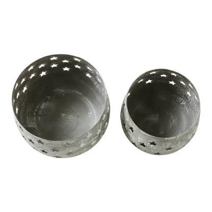 Votive Candle Holder Stars Antique Grey Set of 2