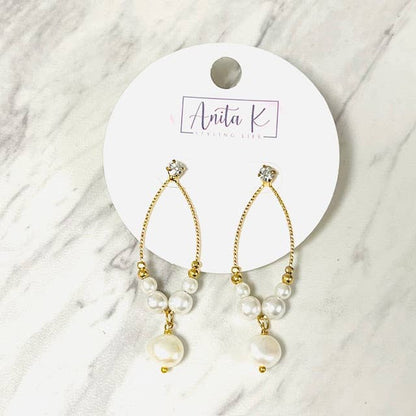 Anita K By Blushing Pink - Brushed Gold Pearl Earring