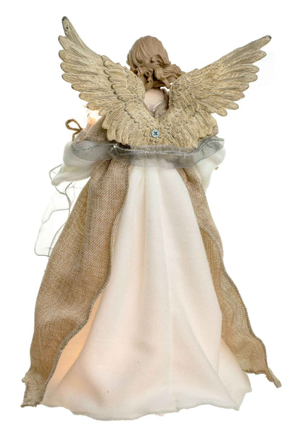 Brown/White 10-Light Rustic Angel Tree topper