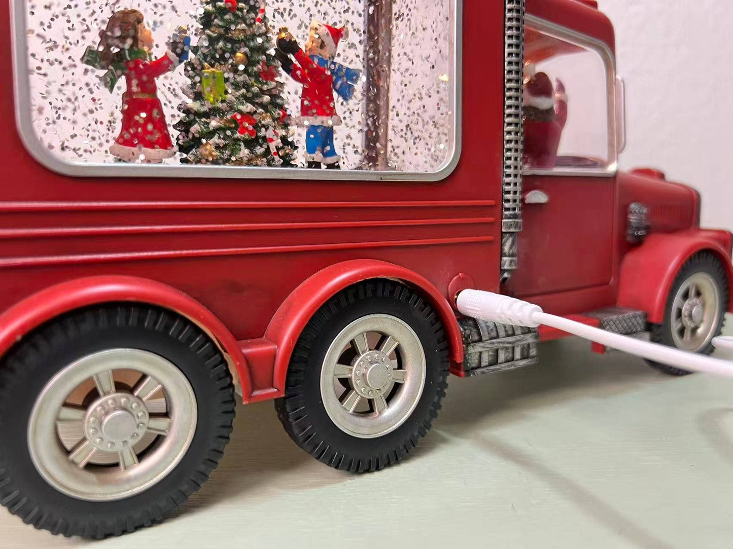 8.25" Lighted Santa Truck Glitter Snow Globe Holiday Decor