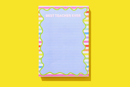 Taylor Elliott Designs - Notepad w/ Magnet - "Best Teacher Ever" - 100 Sheets