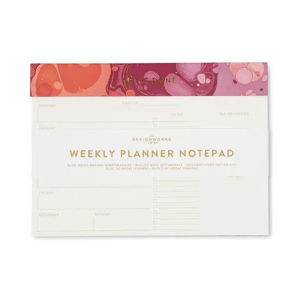 Weekly Planner Notepad- Cherry Peach Marbling