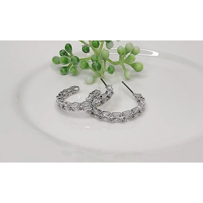 Cz Double Layer Hoop Earrings