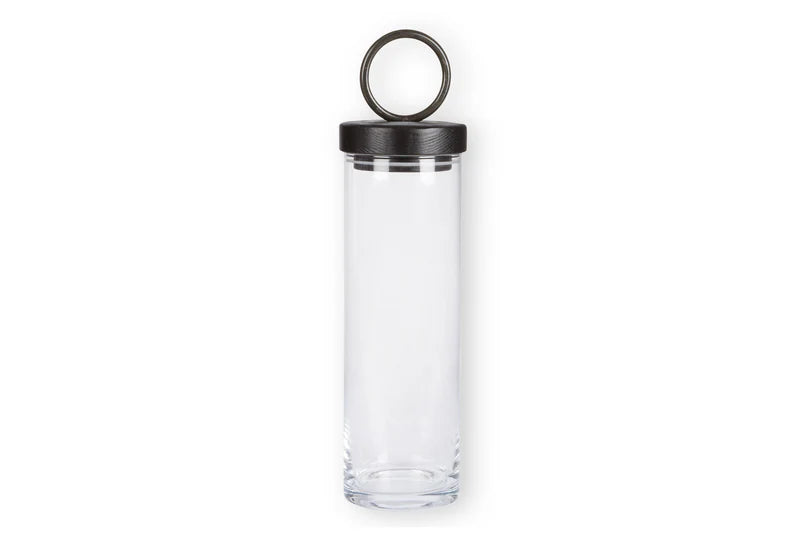 Glass Canister, Black Ring Handle (TALL)