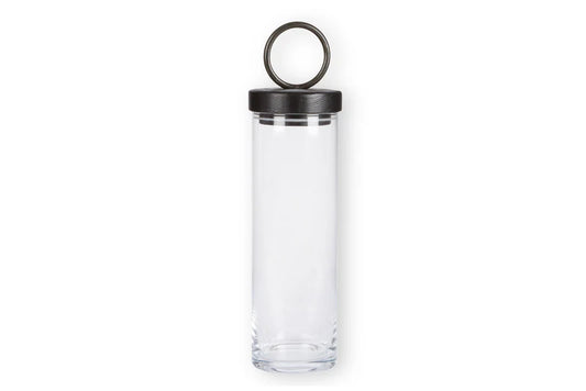 Glass Canister, Black Ring Handle (TALL)