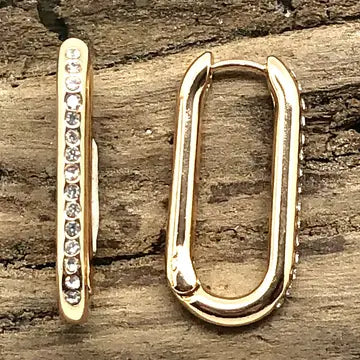 paper clip style earrings w/ rhinestones