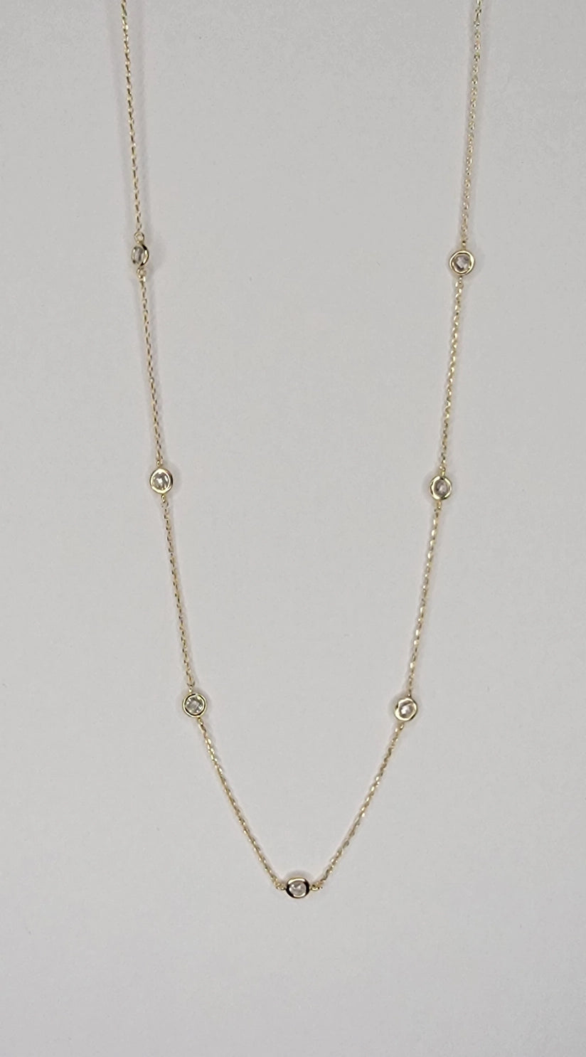 Chain Link with Cubic Stones Necklace    (55)