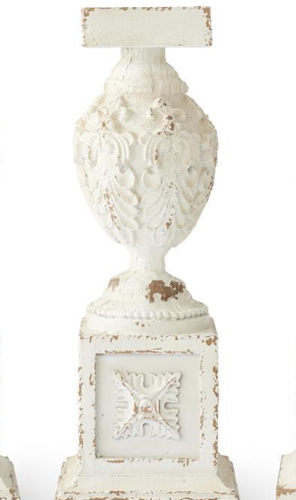 Whitewashed Wood Carved Leaves Candleholders-Lage