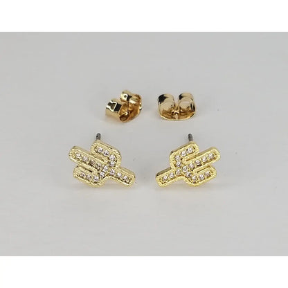 Mini Cactus Cubic Zirconia Post EarringS