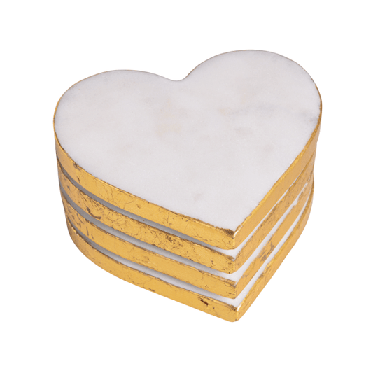 White Marble Heart Coaster-set of 4