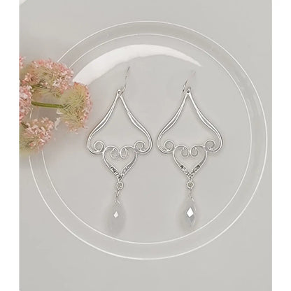 Scroll Heart Dangle Earrings