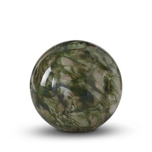 Green & white glass globe lamp 9"