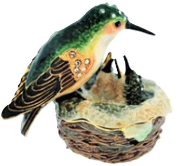 Hummingbird on nest Trinket Box