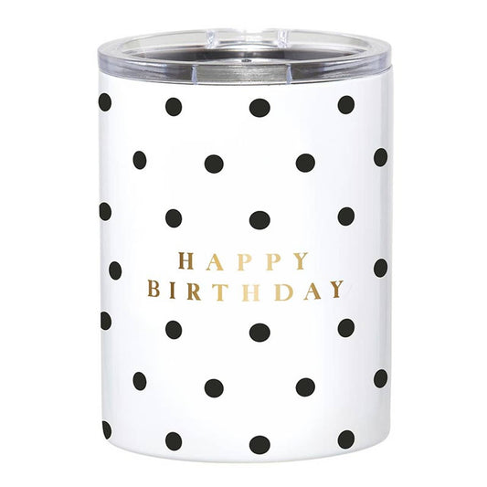 Stainless Steel Tumbler - Happy Birthday - Dots: Stainless Steel / 4.5" H, 12 oz