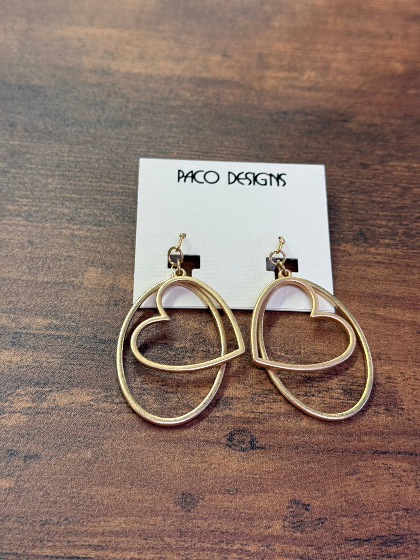 Oval Hoop & Heart Dangle Earrings- 3 Color Options