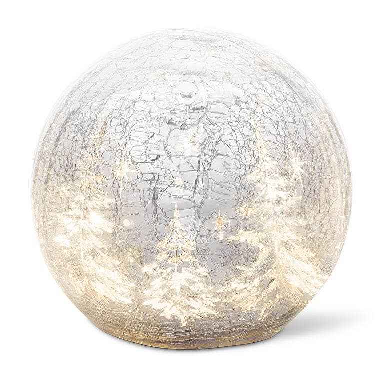 Silver 15L LED Crackle Orb with Tree Scene
