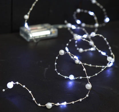 LED Pearl w. buds string light 50lts- Cool White