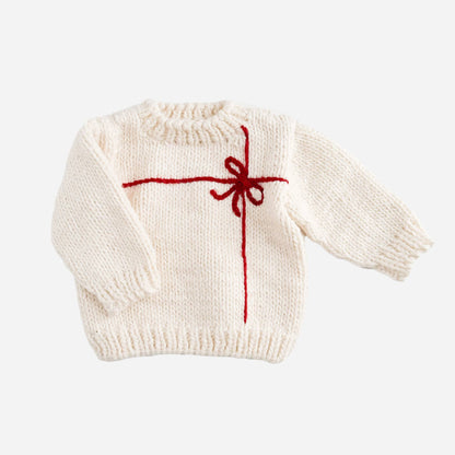 Present Sweater Cream/Red | Kid Baby Holiday Christmas