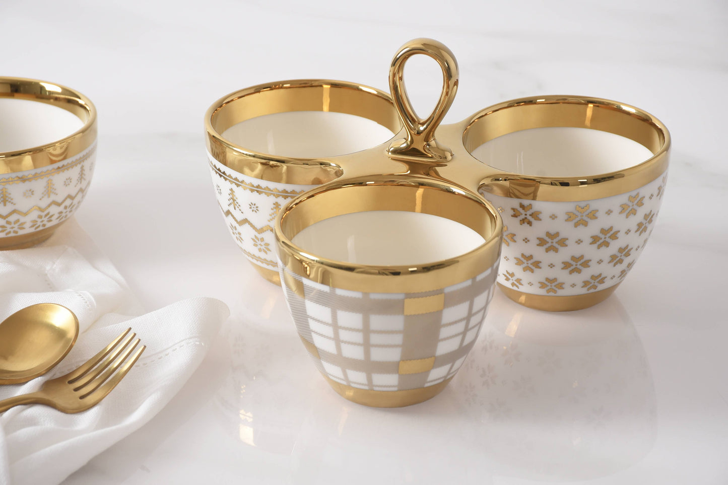 3 Part Server Set Gold Trim