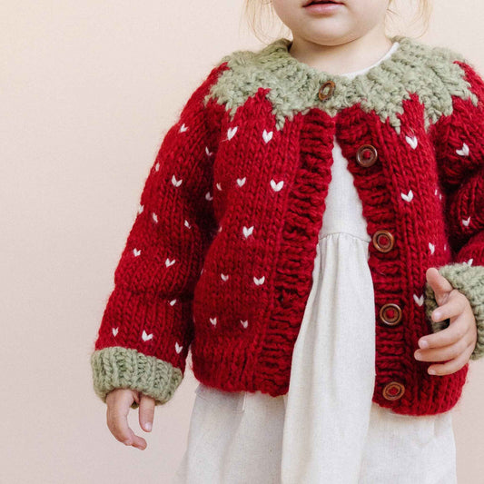 Strawberry Cardigan Baby Kids Sweater Winter Girls Clothing: Red / NB 0-6m