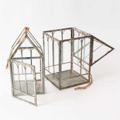 Rustic Metal Greenhouse (Set Of 2)