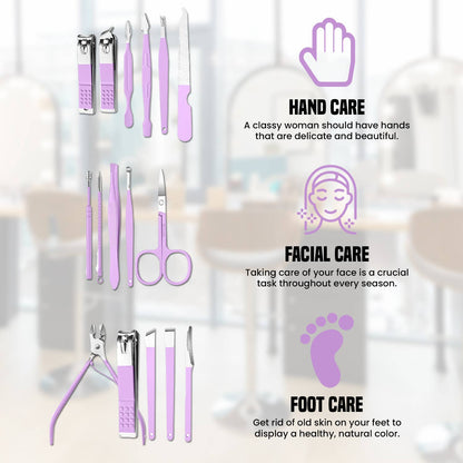 The American Gift Company (TAGCO) - Set profesional de manicura y pedicura de acero inoxidable de 16 piezas