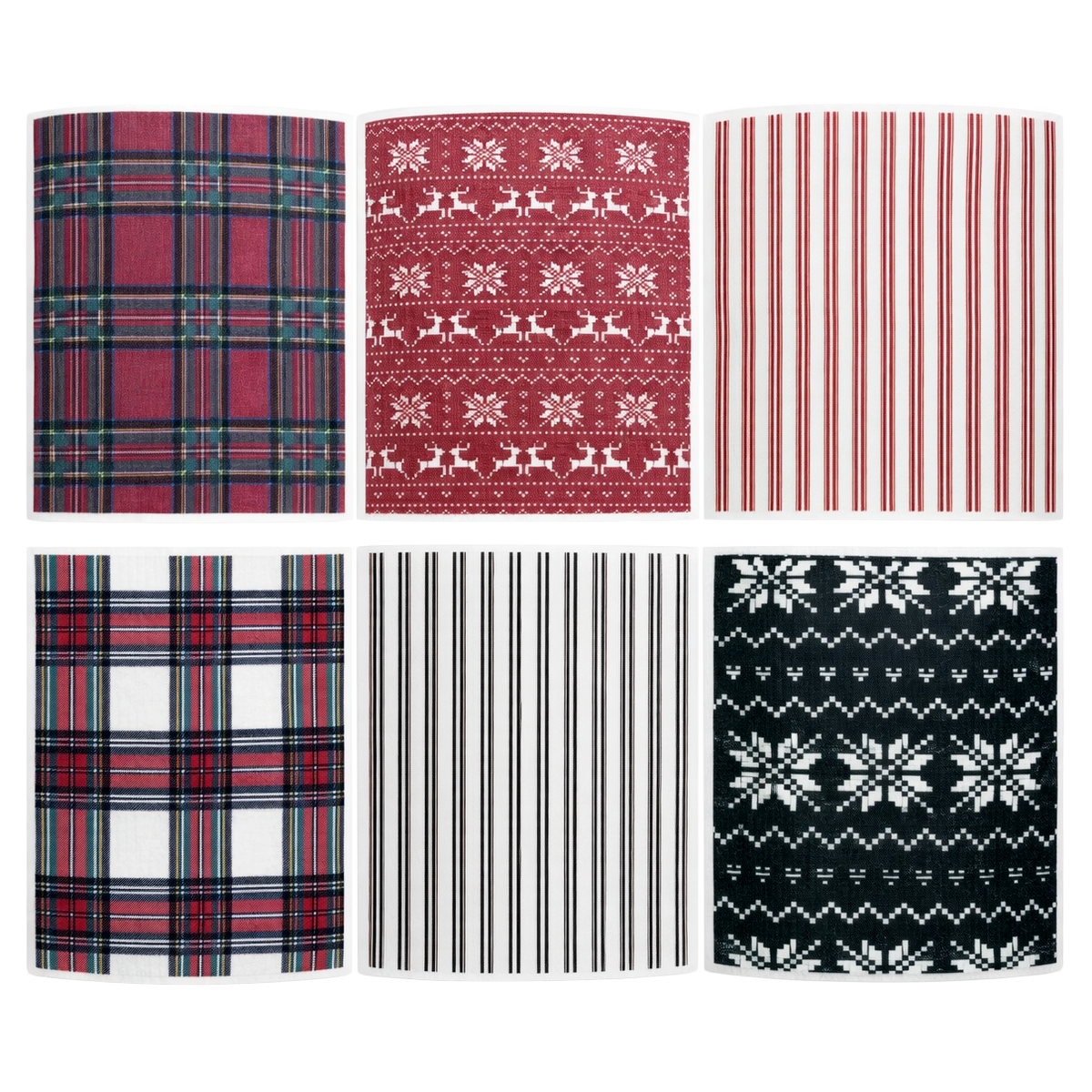 Holiday Pattern Swedish Dishcloths, Set of 6