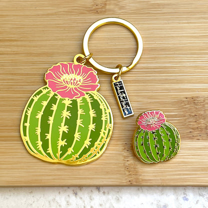 Cactus Barrel Enamel Keychain