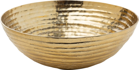 Cuenco de aluminio con acabado dorado martillado de 23 x 7,6 cm