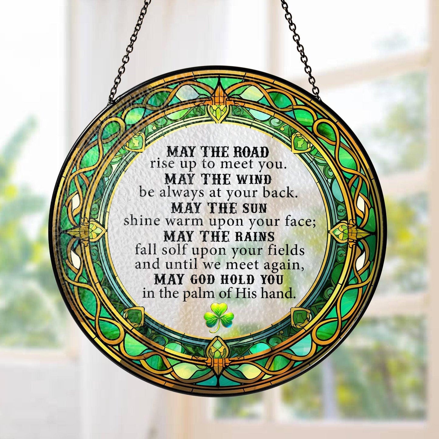 Irish Blessing Stained Glass Suncatcher, Gift for Home