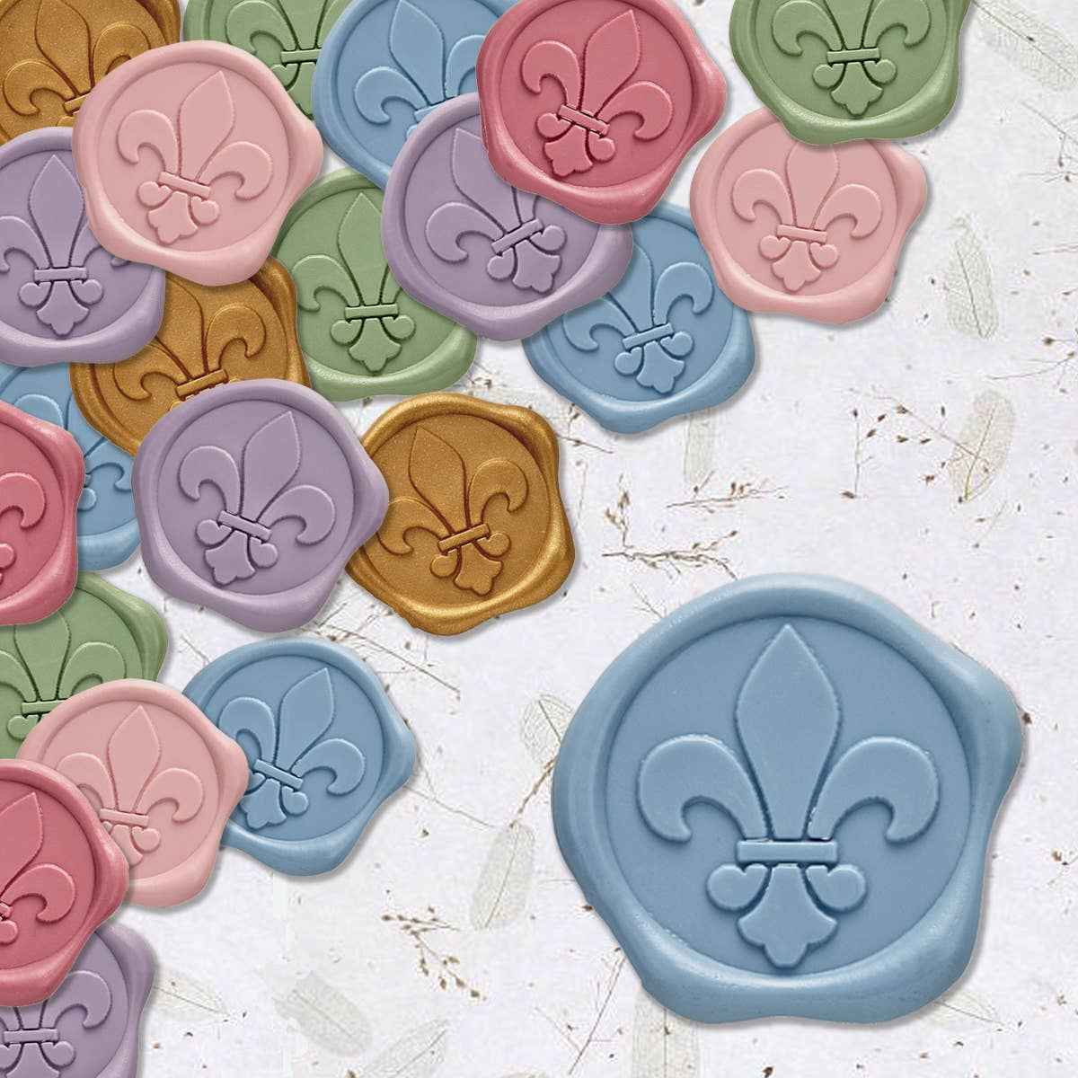 Fleur de Lys Adhesive Wax Seal Stickers 1 1/4" - 25 Pk