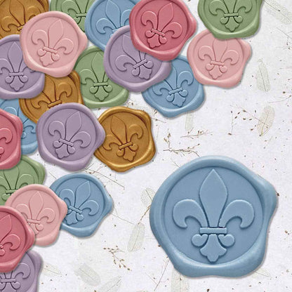 Fleur de Lys Adhesive Wax Seal Stickers 1 1/4" - 25 Pk