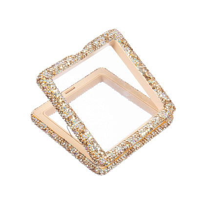 Square Ceramic Rhinestones Jewelry Box CR0130: Gold