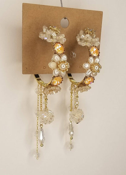 Handmade Fancy Hoop Earrings w/ Swarovski elements