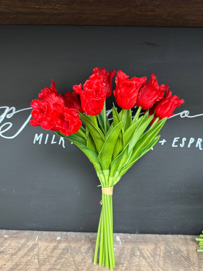 14"-Pack of 12 stems-Soft Real Touch PU Parrot Mini Tulip