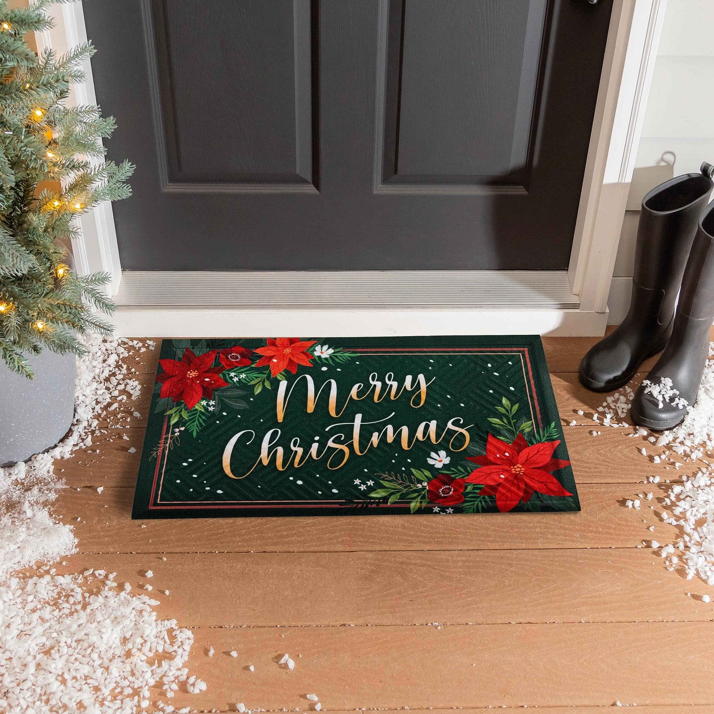 Floral Merry Christmas Embossed Mat