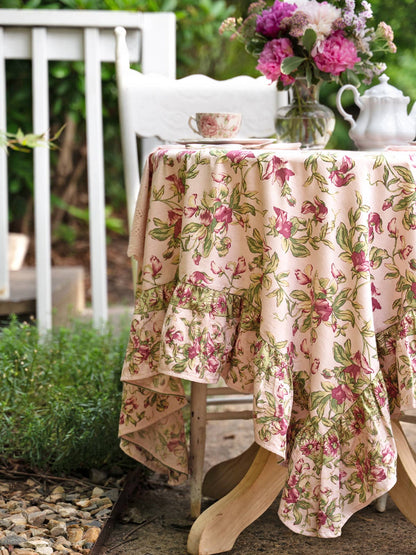 Sweet Pea Ruffle Tablecloth - Rose