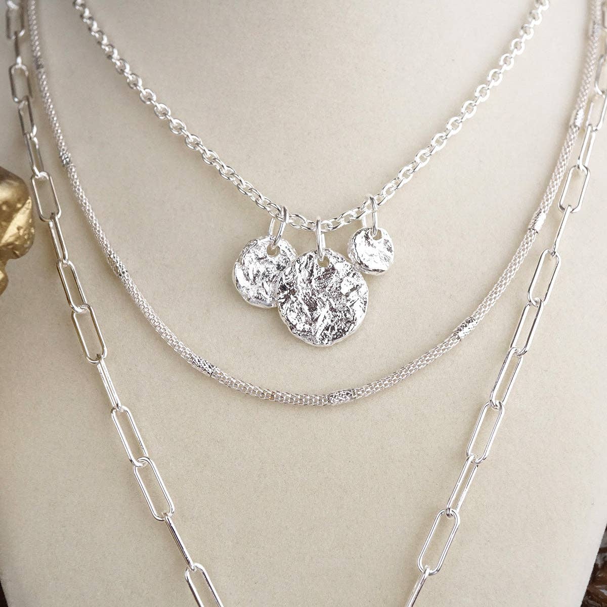 PennyLine inc - Treasure Trio – 3-in-1 Layered Hammered Coins Necklace