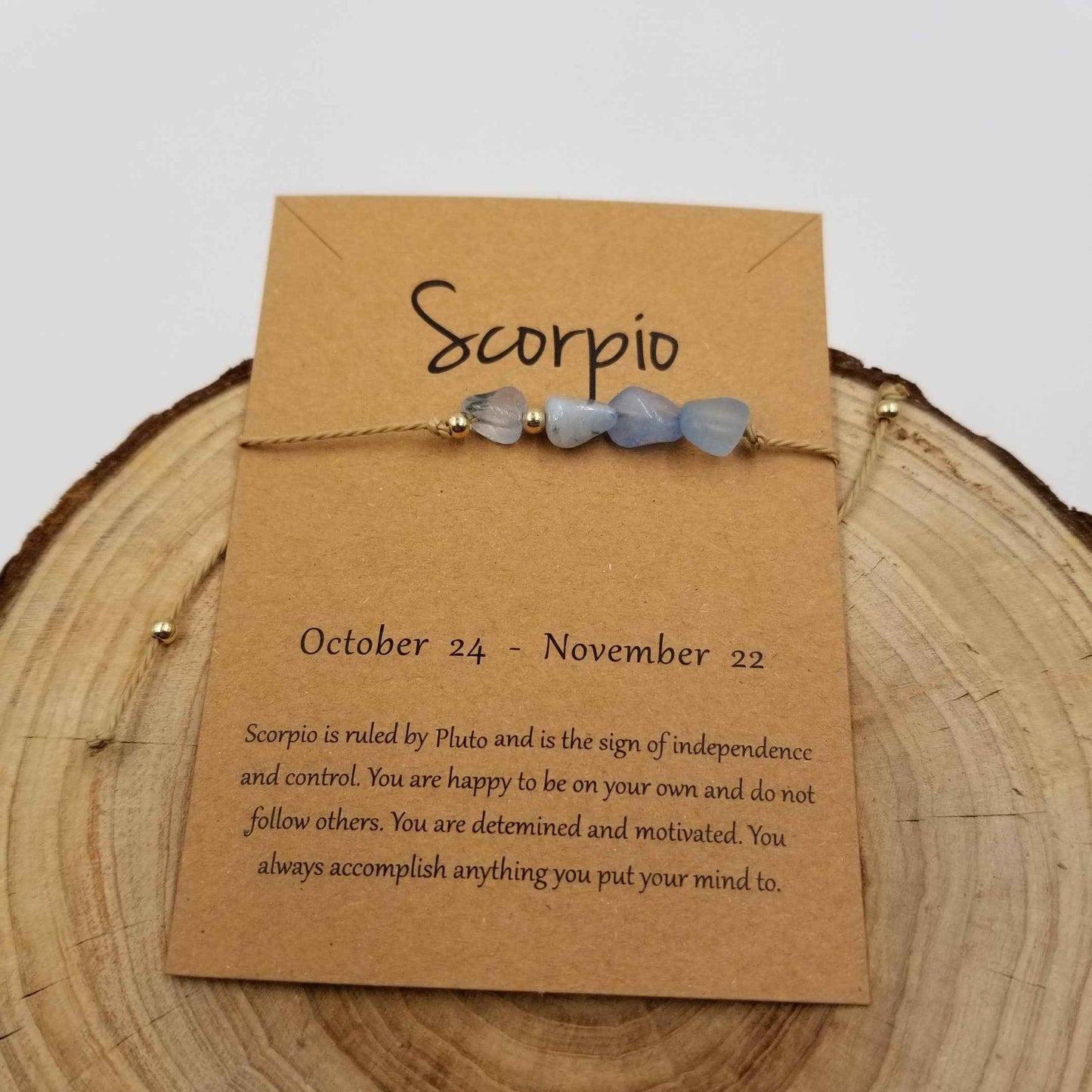 Natural Stone Handwoven Constellation Bracelet with Card: Leo