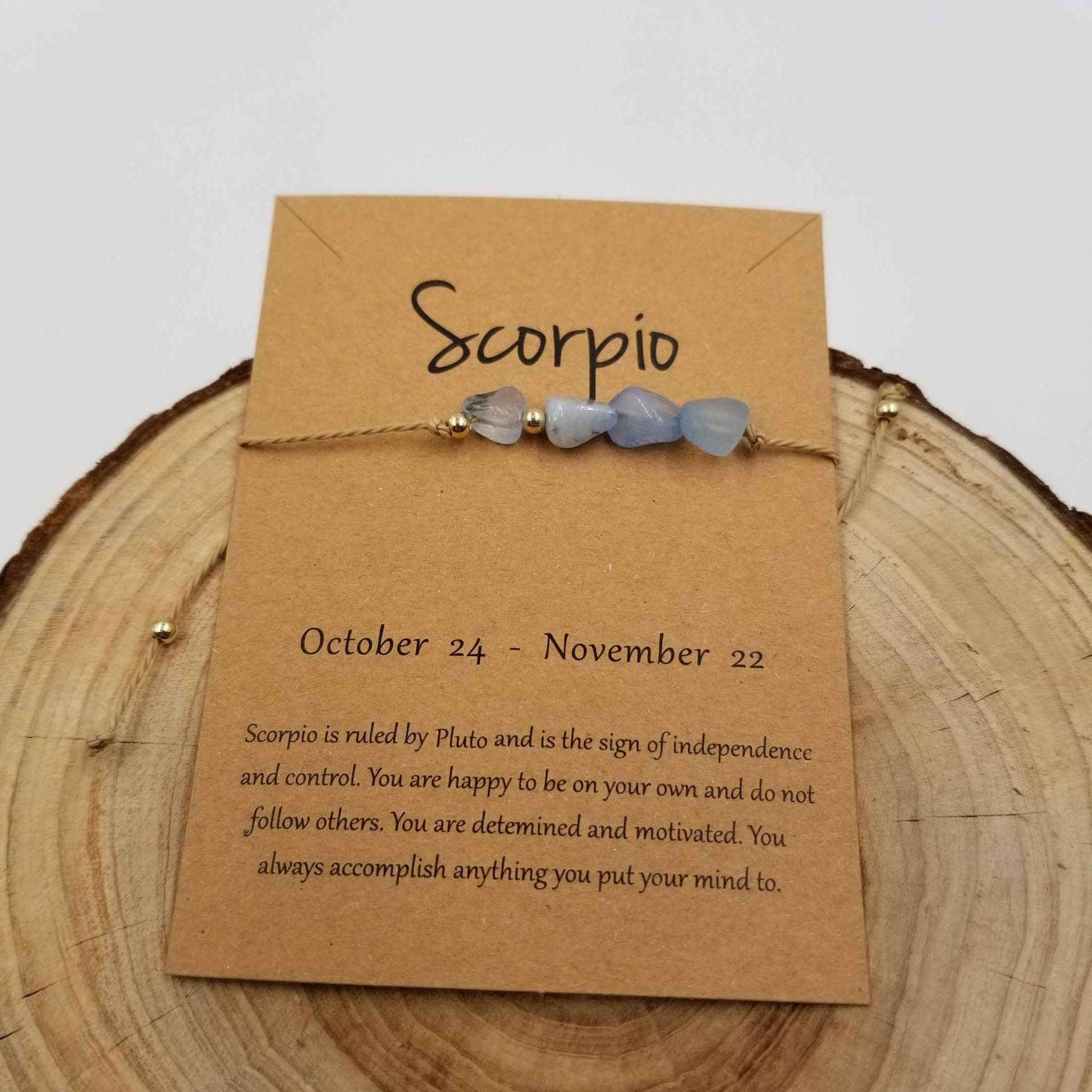 Natural Stone Handwoven Constellation Bracelet with Card: Leo