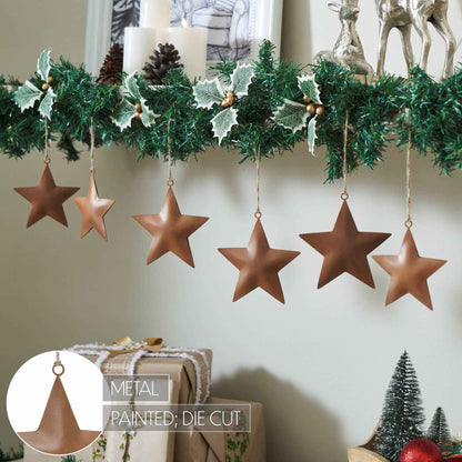 Rust Star Metal Ornament Set of 6 - 4.2/5.2 inch