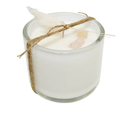 Vela de Cuarzo Rosa y Piedra de Lirio