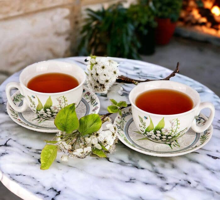 Lily Porcelain Tea/Coffee Cup and Saucer in Gift Box