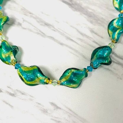 Anita K By Blushing Pink - Murano Twisted Glass With Crystal Necklace