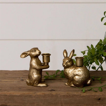 Gold Bunny Taper Candle Holders-assorted-sold separately