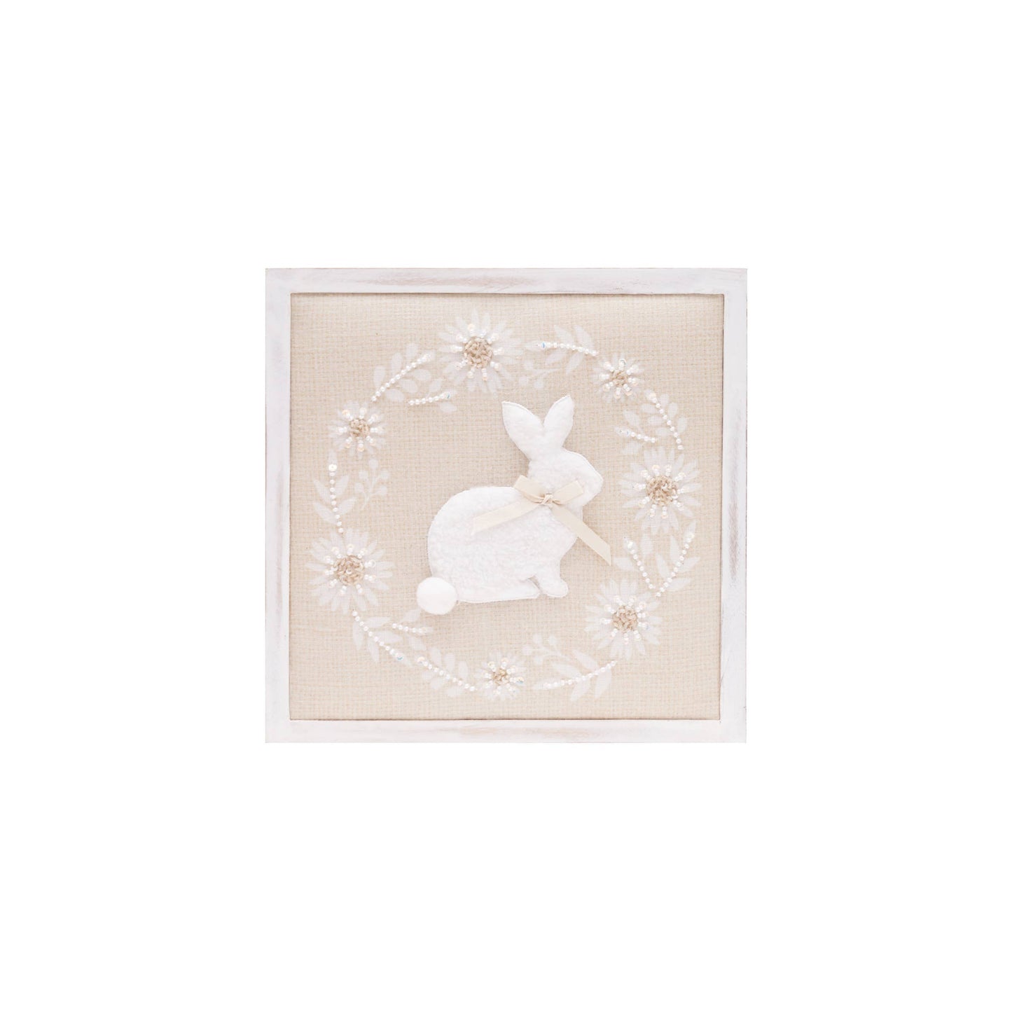 Easter White Bunny Wreath Shadow Box