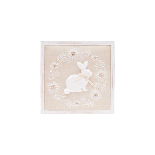 Easter White Bunny Wreath Shadow Box